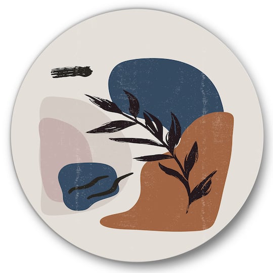 Designart - Botanical Vintage Print Boho Minimalist - Modern Metal Circle Wall Art